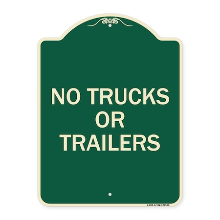 Signmission No Trucks or Trailers Heavy-Gauge Aluminum Architectural Sign, 24" H, G-1824-23556 A-DES-G-1824-23556